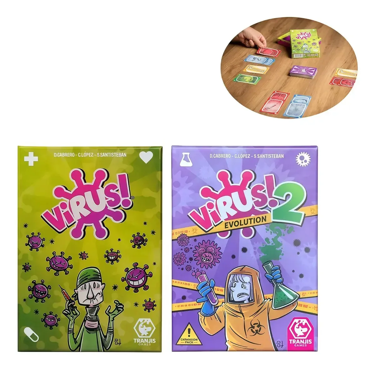 Conjunto de jogos de cartas de tabuleiro Virus 1 e Virus 2 em espanhol, jogo Factory Virus! Jogo de cartas para 2 a 6 jogadores, a partir dos 8 anos.