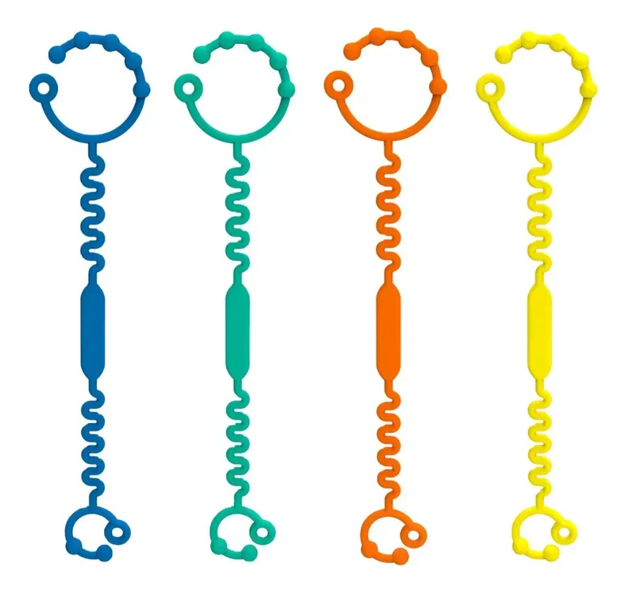 Corrente espiral de silicone para brinquedos multicoloridos para bebês e chupeta