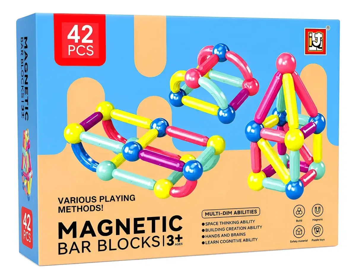 Blocos magnéticos criativos Giantoys para montar e reproduzir 42 blocos magnéticos