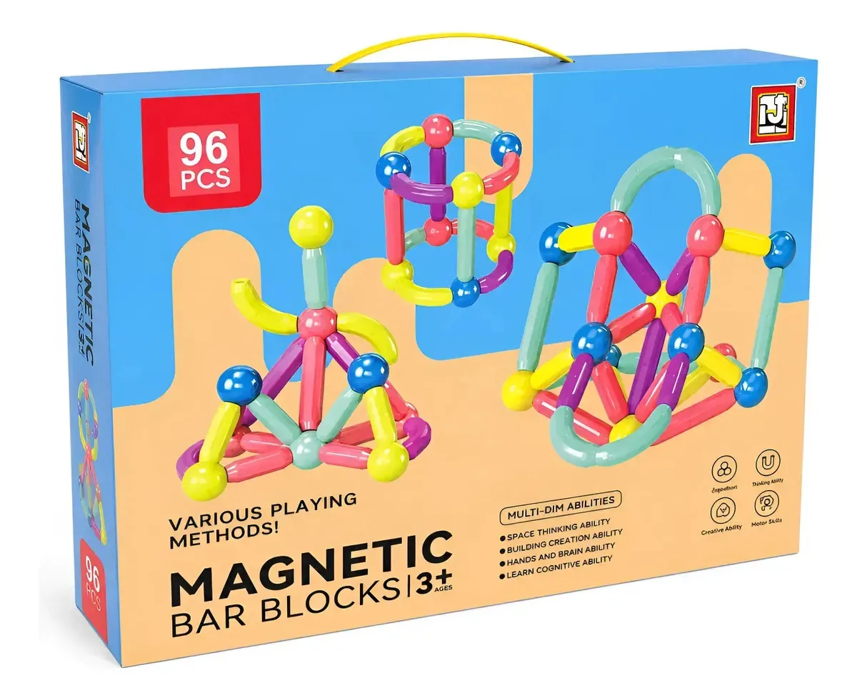 Blocos magnéticos criativos Giantoys para montar e reproduzir 96 blocos magnéticos