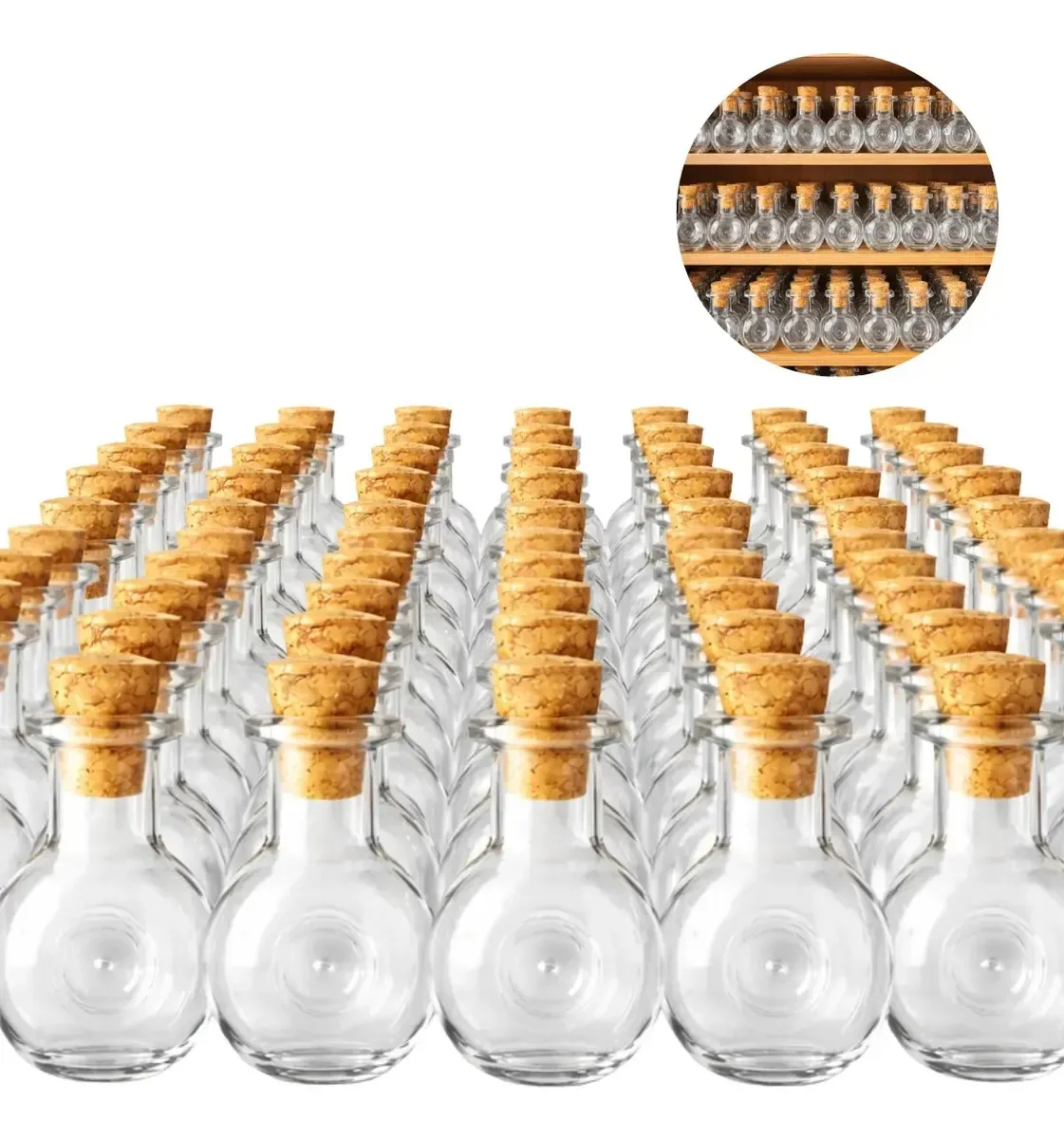 1000 Frascos De Vidro Decorativo 2ml Com Rolha Artesanato Transparente
