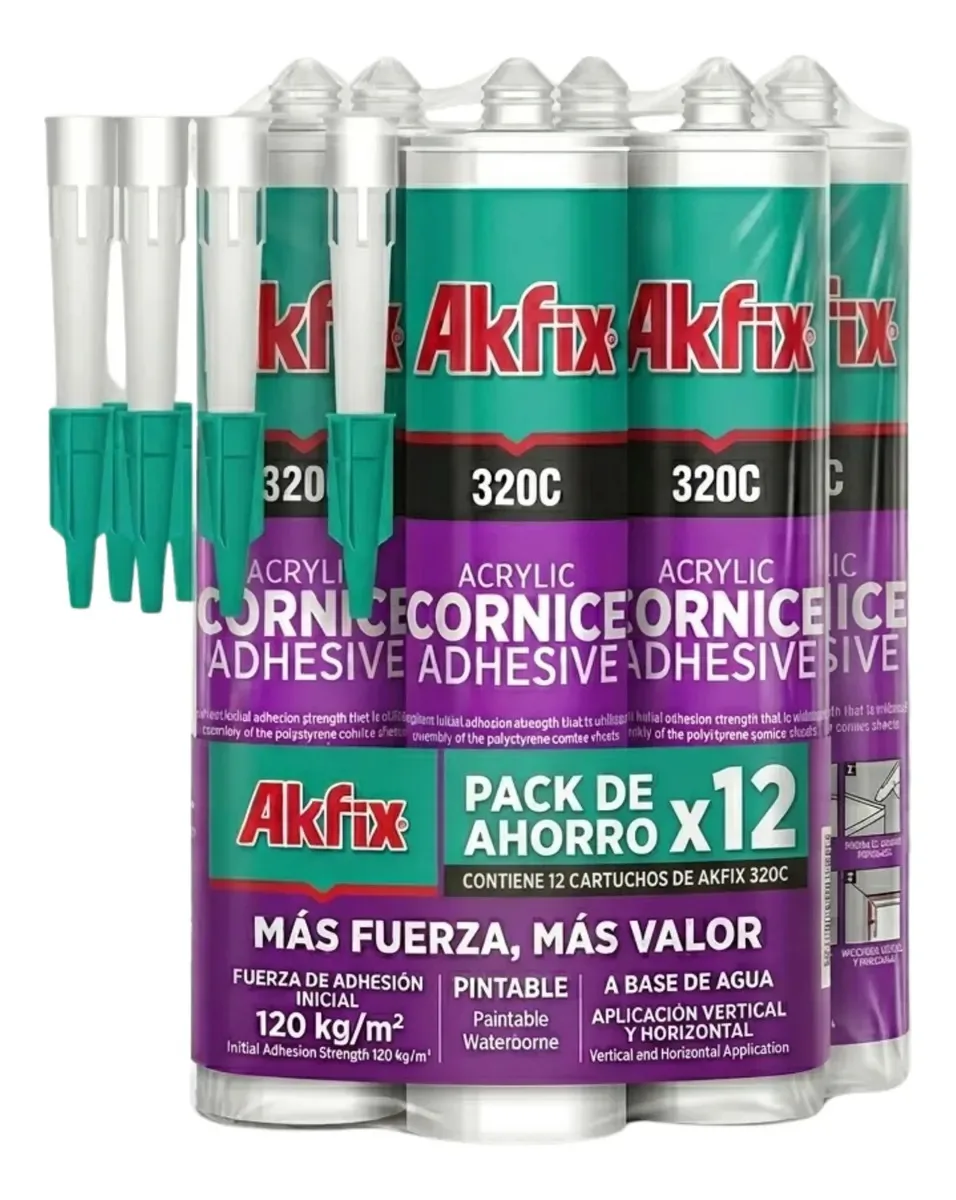 Caixa de 12 adesivos para cornijas e poliestireno Akfix 320c 310