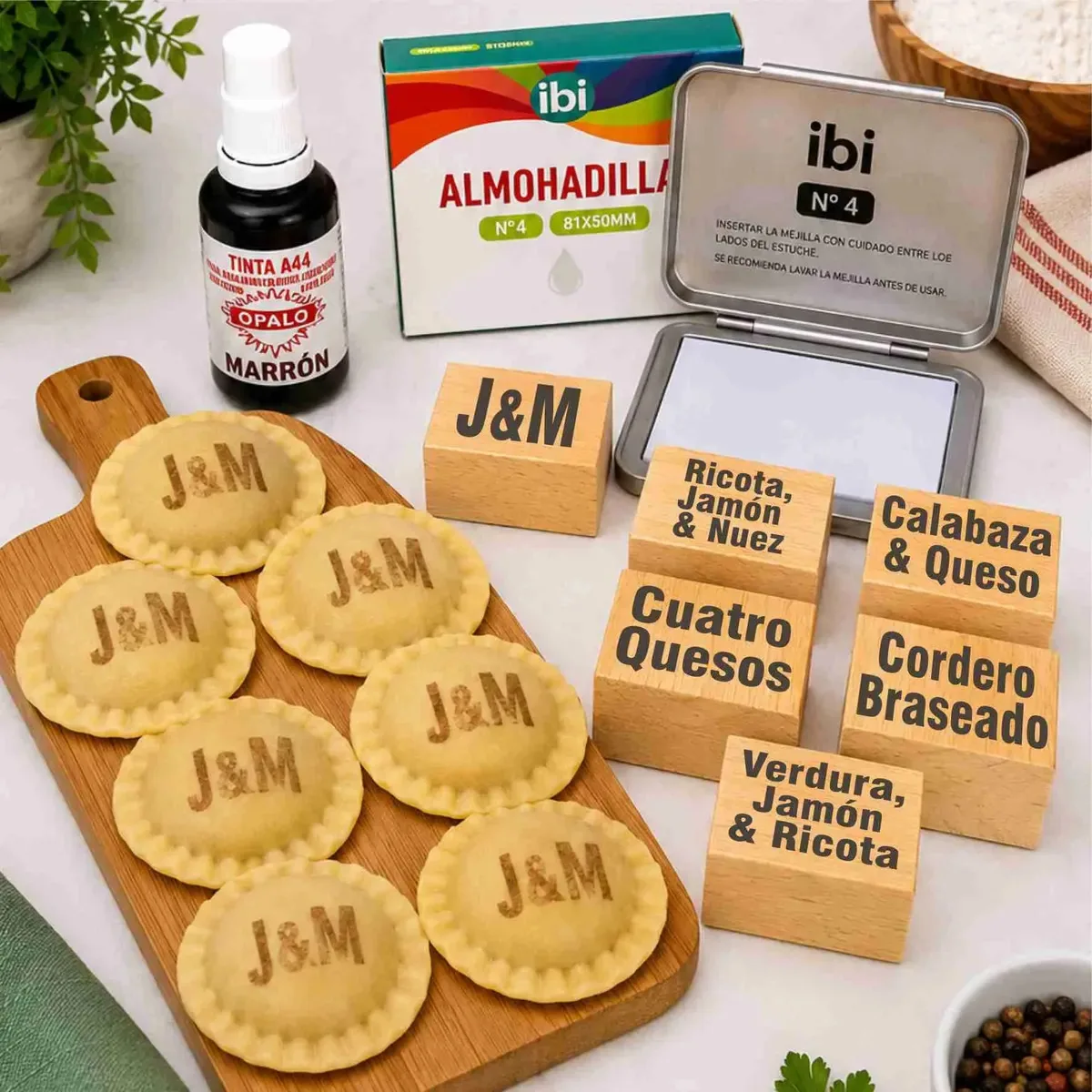 3 selos para macarrão com almofada e tinta comestível Selos vermelhos para macarrão