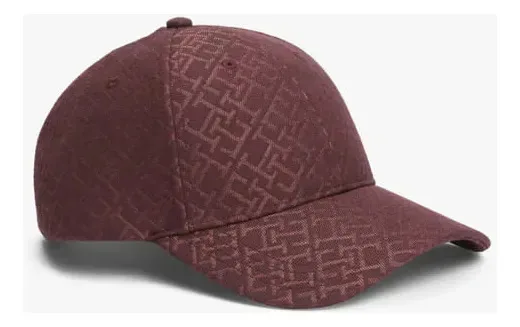 Boné de beisebol feminino Tommy Hilfiger Jacquard com textura exclusiva de vinho e vinho