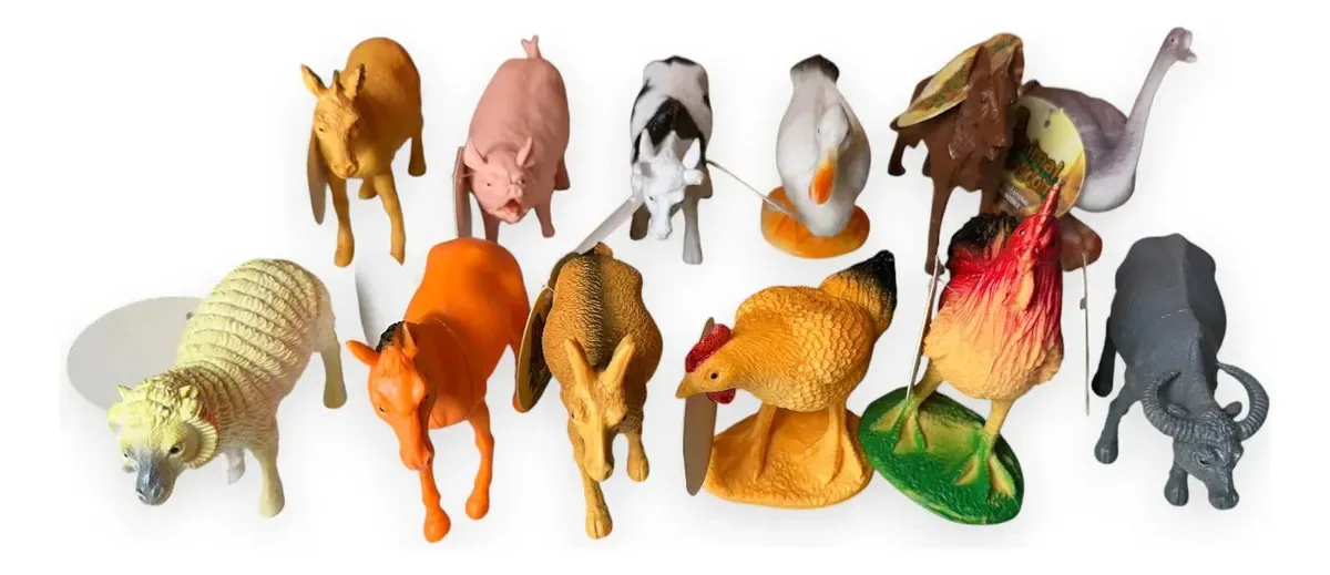Conjunto de 12 bonecos de animais de fazenda de borracha, brinquedo de 10 cm