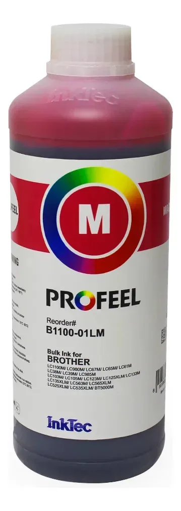 Tinta Corante Magenta INKTEC PROFEEL B1100 de 1 L para Impressoras Brother