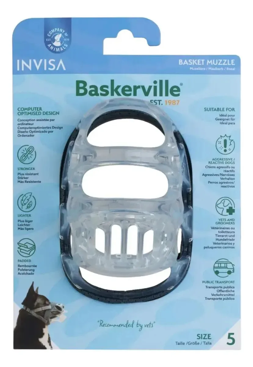 Focinheira Para Cães Baskerville Invisa Muzzle Tamanho 5 Xg