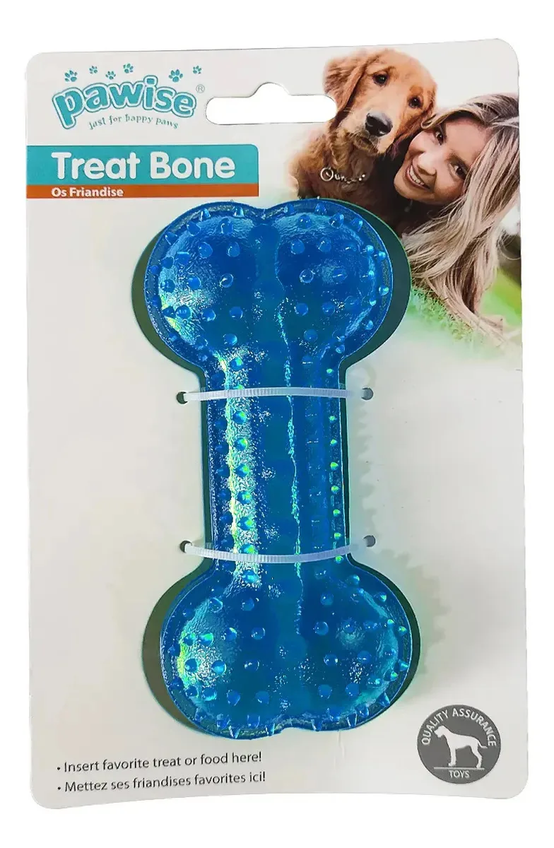 Brinquedo Pawise Osso Porta Petisco Borracha Pequeno - Azul