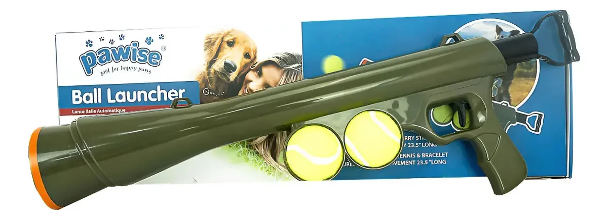 Lançador De Bolas De Tenis Para Cães Pawise 60cm Com 2 Bolas