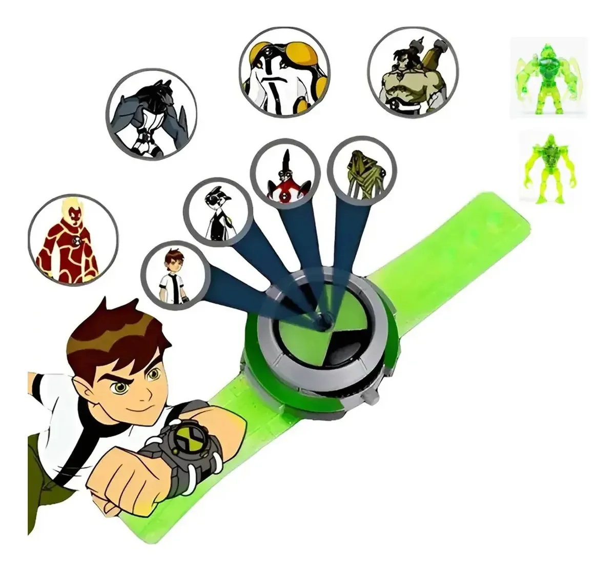 Relógio de brinquedo Ben 10 Alien Force com projeção verde