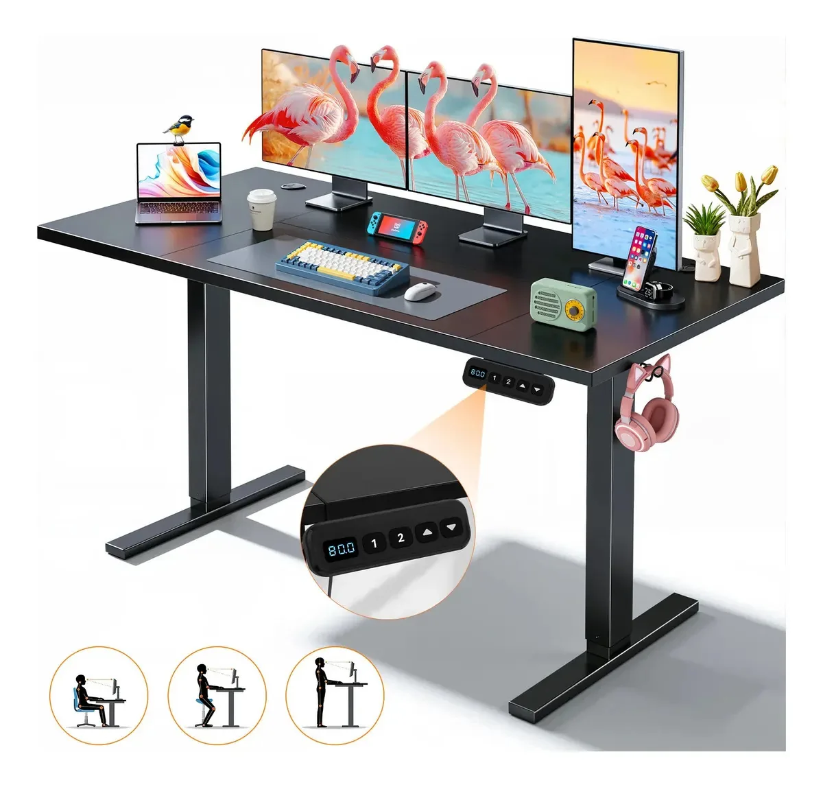 Mesa de jogos elétrica Furrific, altura ajustável