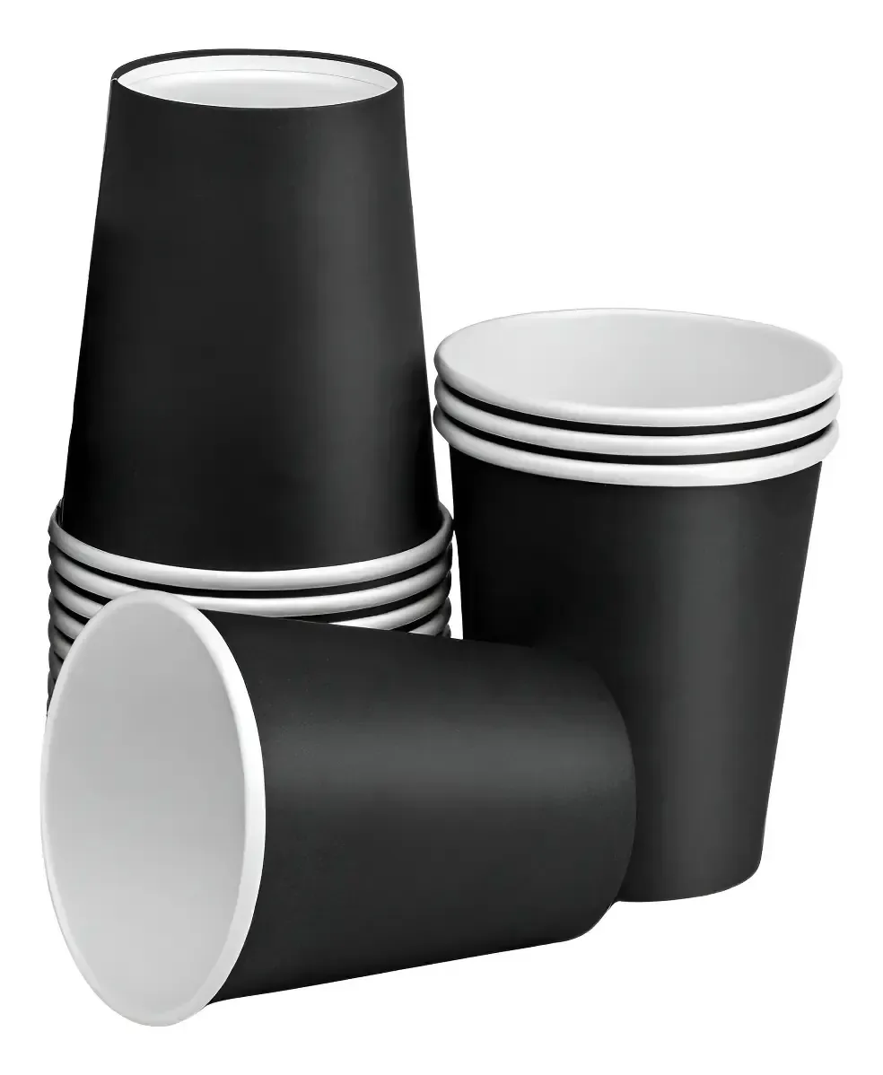 Copos descartáveis, 10 copos, 9 onças, 250 ml, decoração de aniversário preta