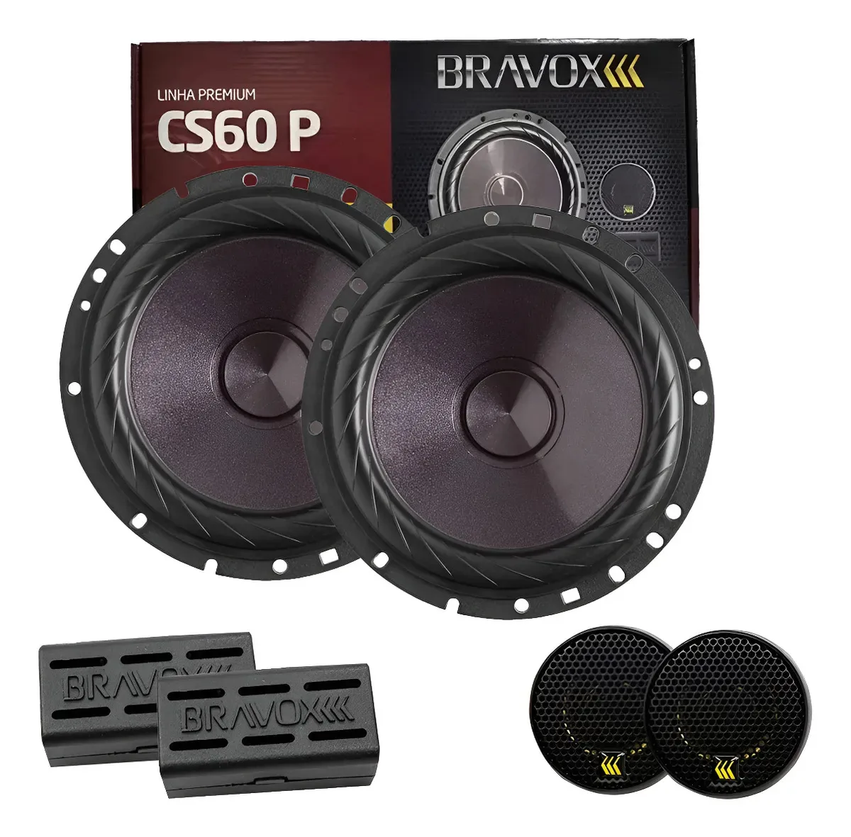 Alto Falantes Kit 2 Vias Bravox Cs60 P 6 Polegadas 120 Rms