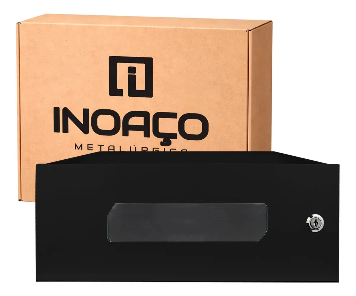 Caixa Rack Mini Metálica Horizontal Tampa Acrílica Dvr Cftv Cor Preto