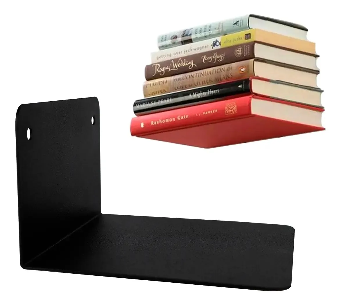 Prateleira Invisível Para Livros Suporte Reforçado De Parede Preto