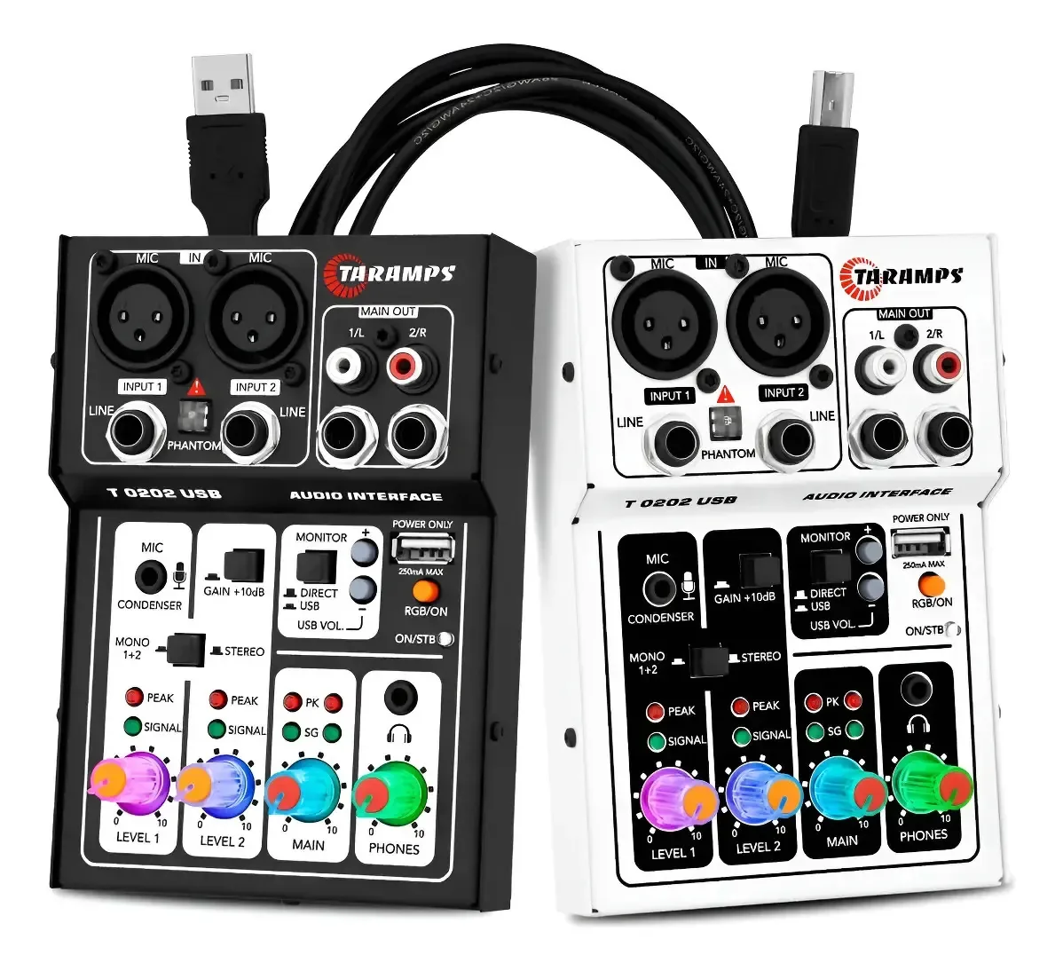 Mesa De Som Taramps T0202 Usb P10 Interface Rgb 2 Canais