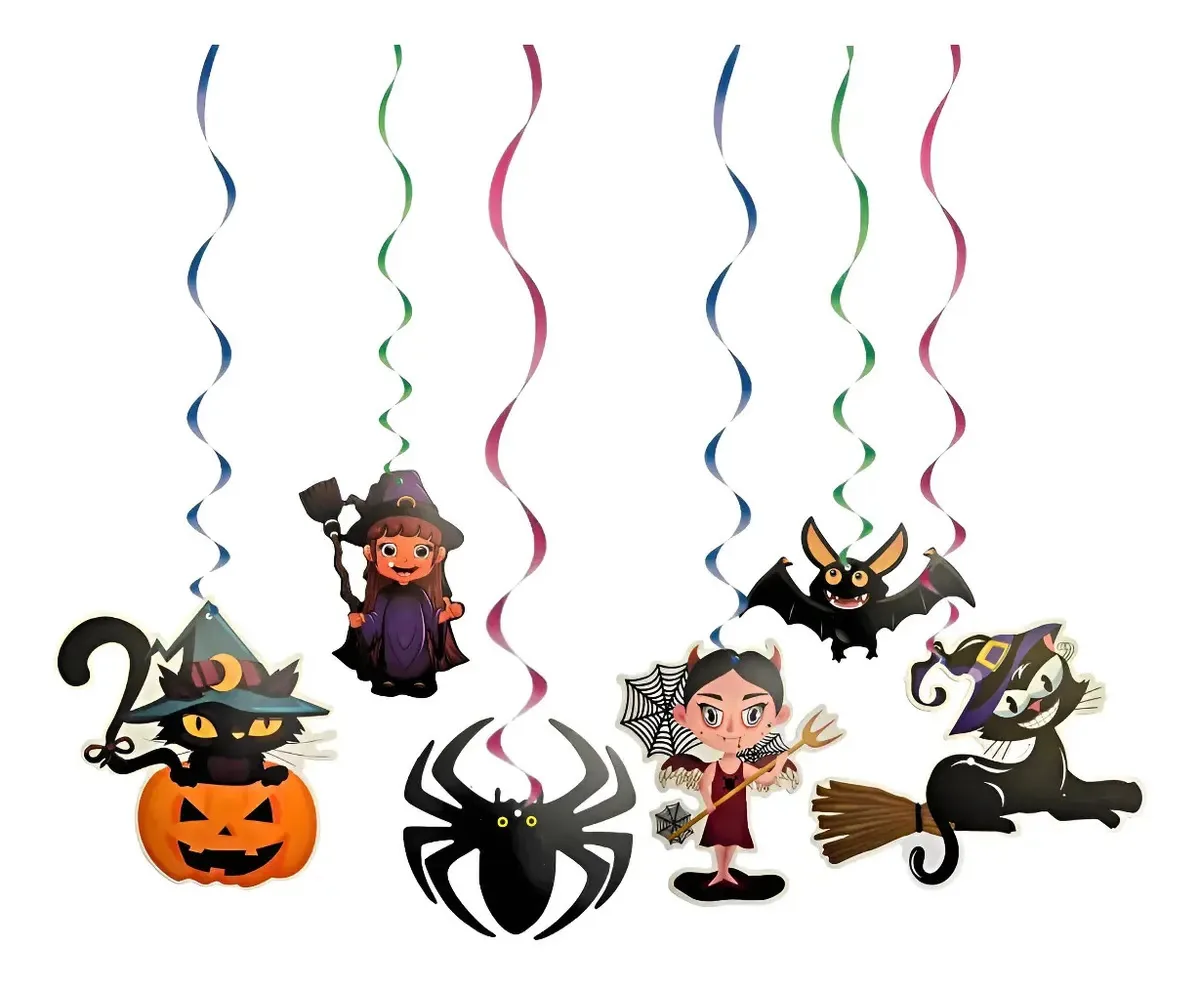 Conjunto de 6 pingentes de Halloween, figuras multicoloridas