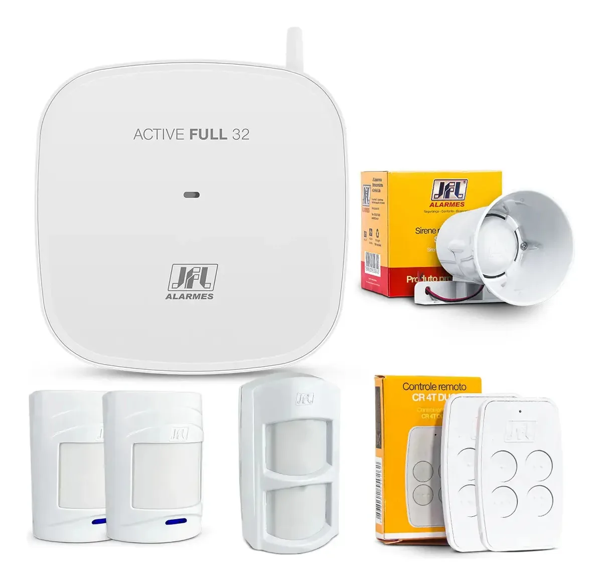 Kit Alarme Active 32 Full Duo Monitorado +3 Sensores Sem Fio Branco