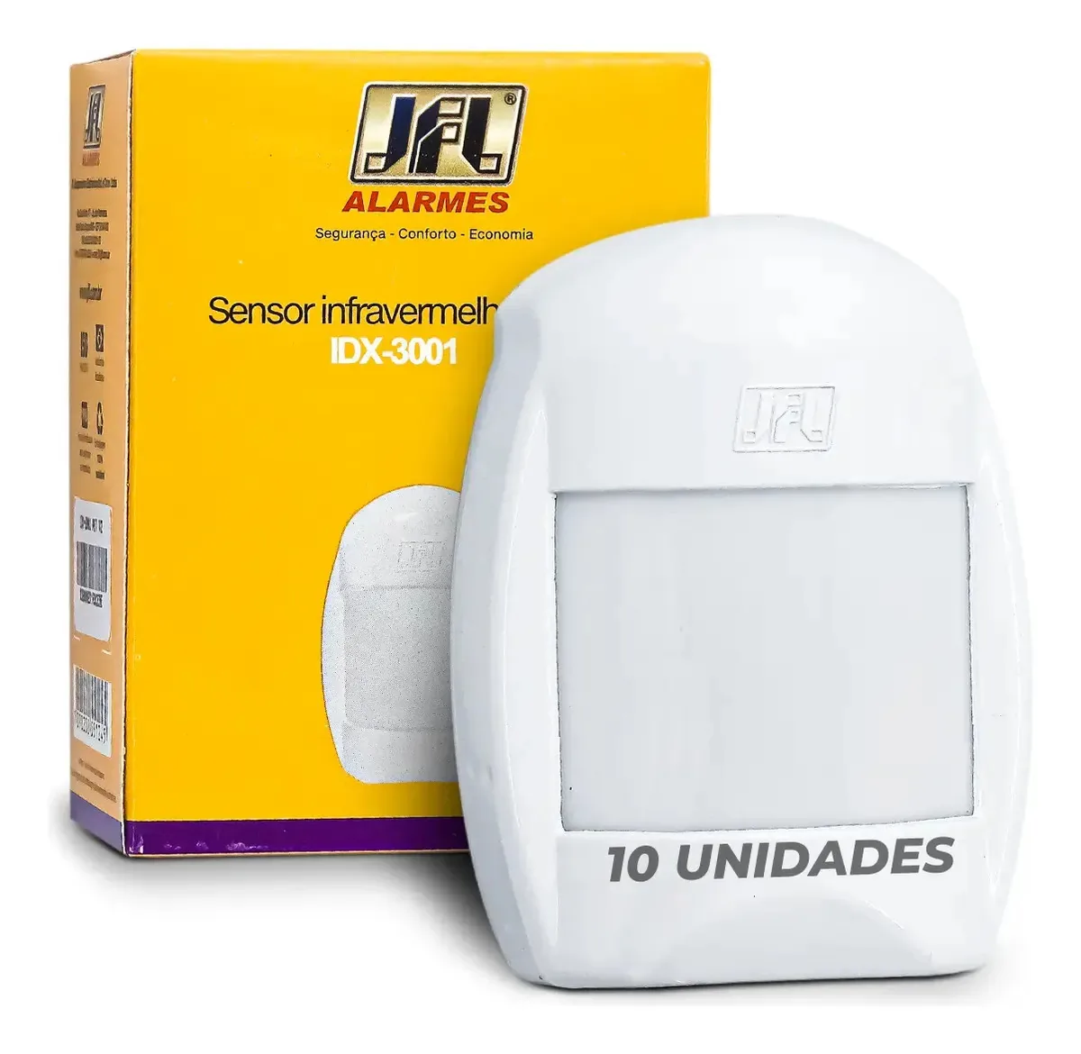 Pack com 10 Sensores Infravermelho Passivo JFL IDX-3001 BUS Branco para Ambientes Internos