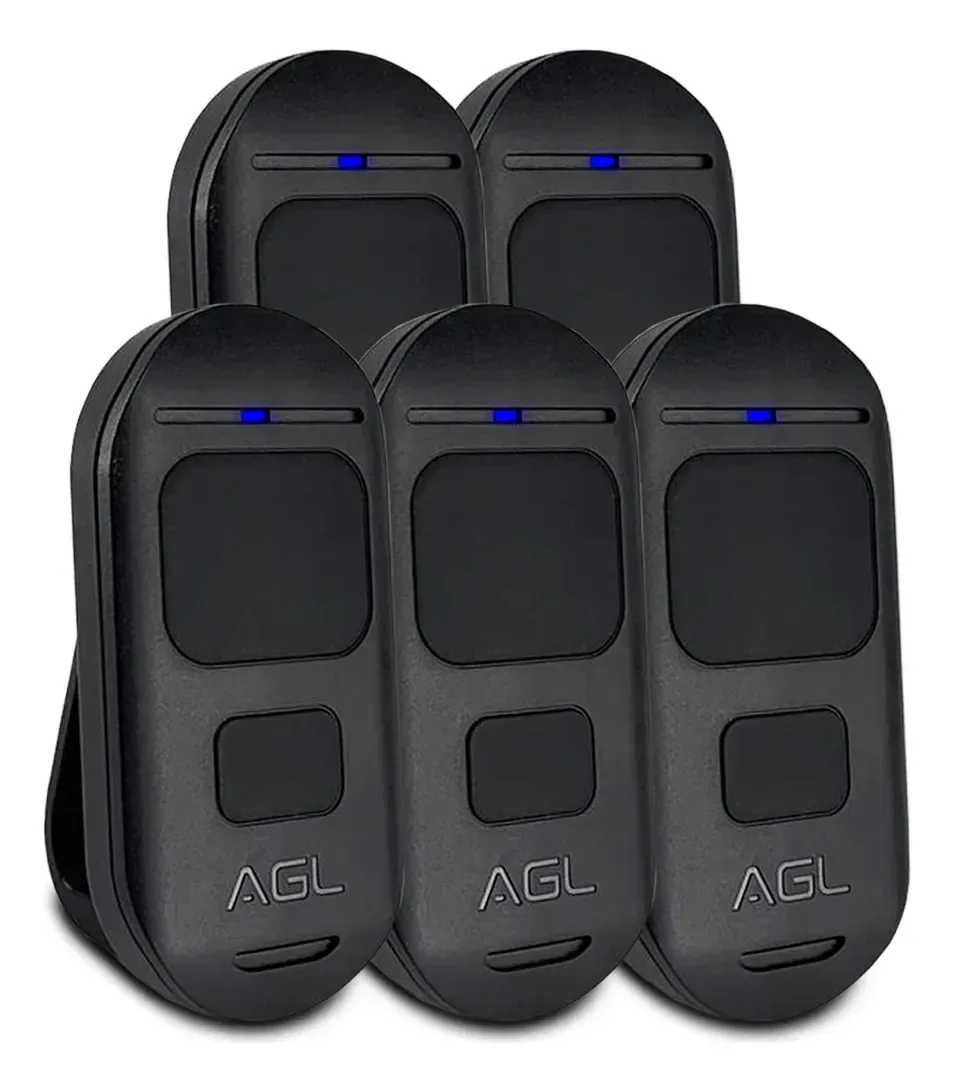 5x Controles Remoto Agl Para Portões Tx Digital Key 433 Mhz Preto