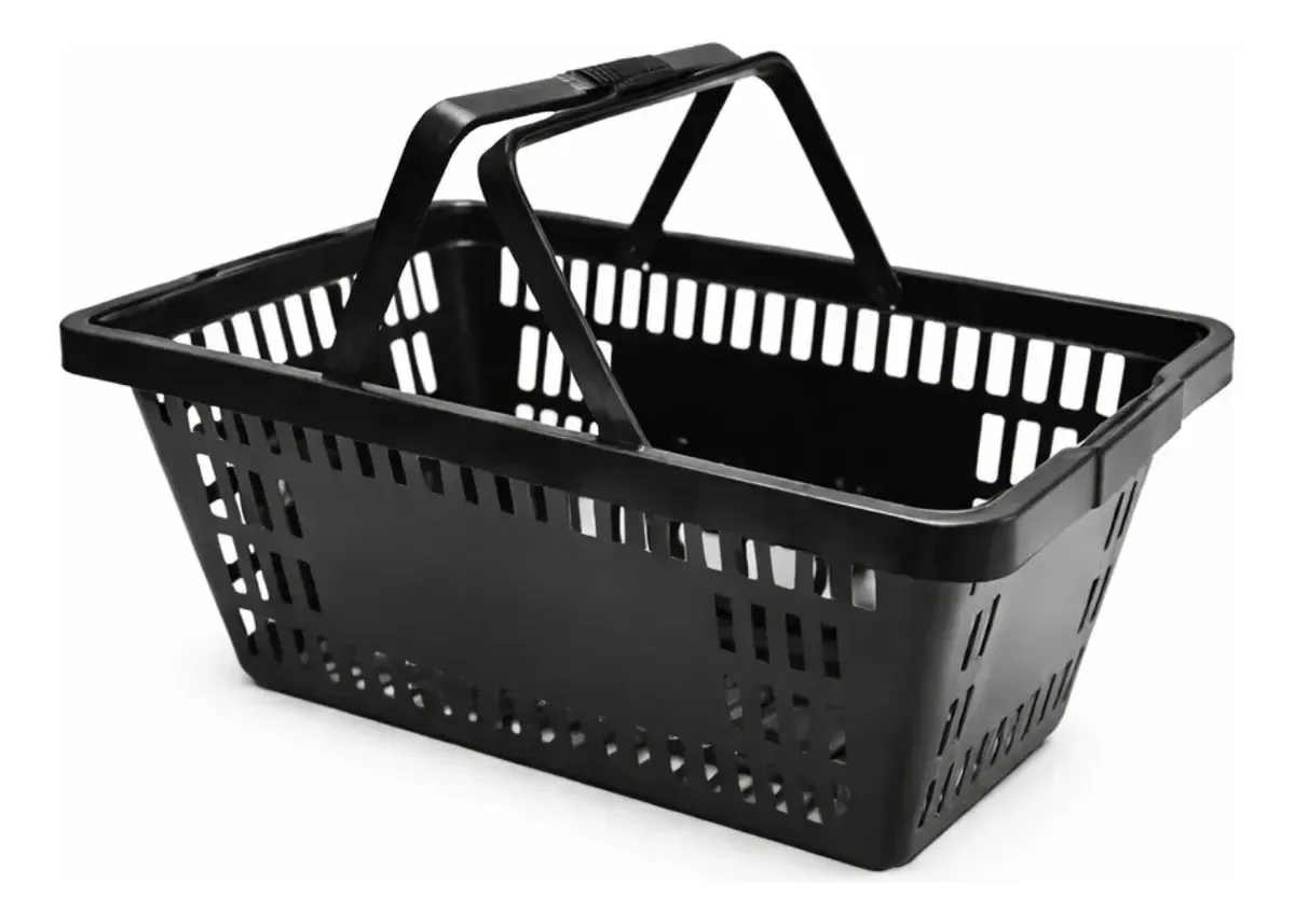 Kit 10 Cesta Plástica De Supermercado 13l Cestinha Preta Preta