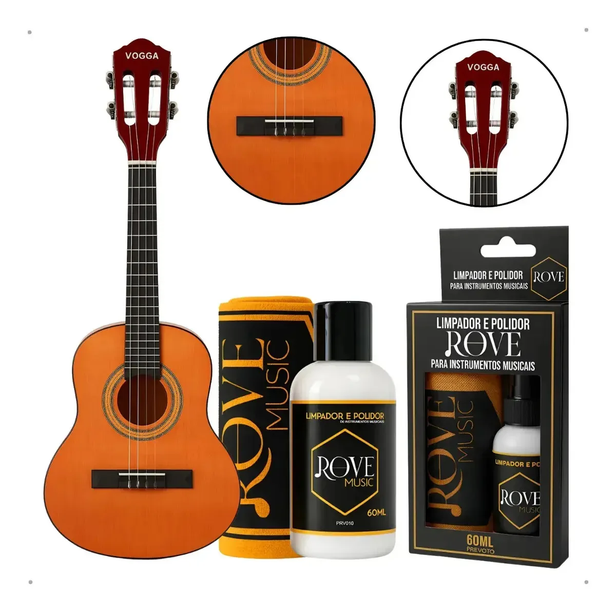 Cavaquinho Acústico Vogga Vcc600 Natural Brown Profissional + Kit Limpeza