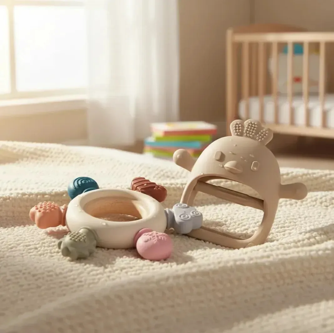 Cordões para bebês, dentes e brinquedos de silicone para bebês