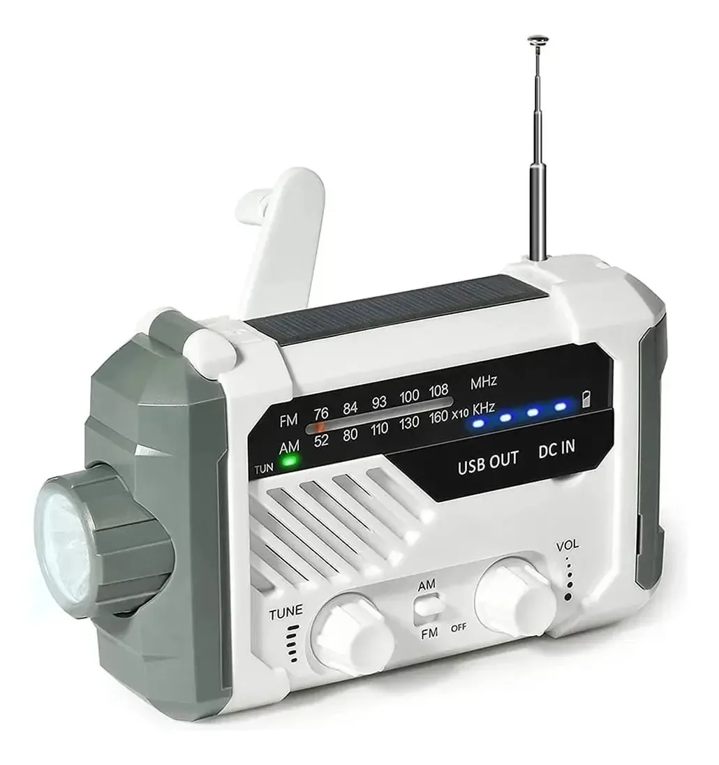 Rádio meteorológico de emergência Xixiandasha com NOAA/AM/FM, rádio de manivela solar com bateria recarregável, rádio de sobrevivência portátil com lanterna LED, alarme de chamada de socorro para...