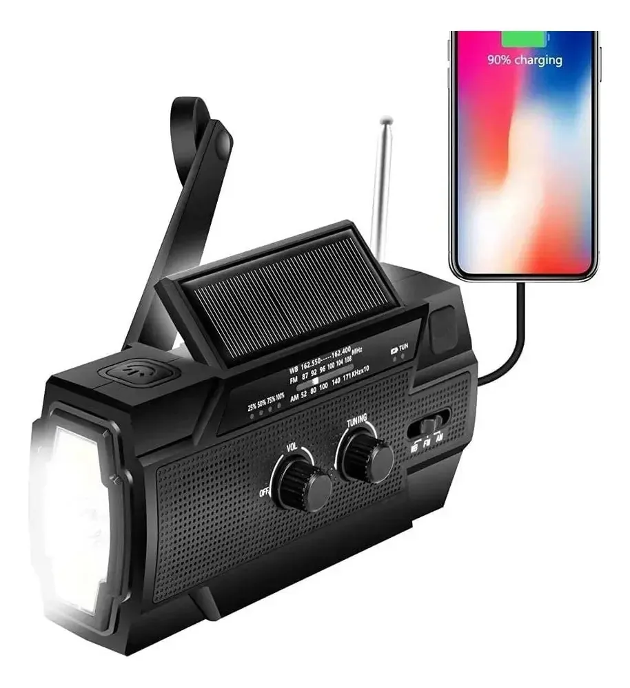 Rádio de bolso pessoal Gienex, rádio meteorológico Noaa com manivela solar, rádio de emergência com lanterna e portátil inteligente de 4000 mAh