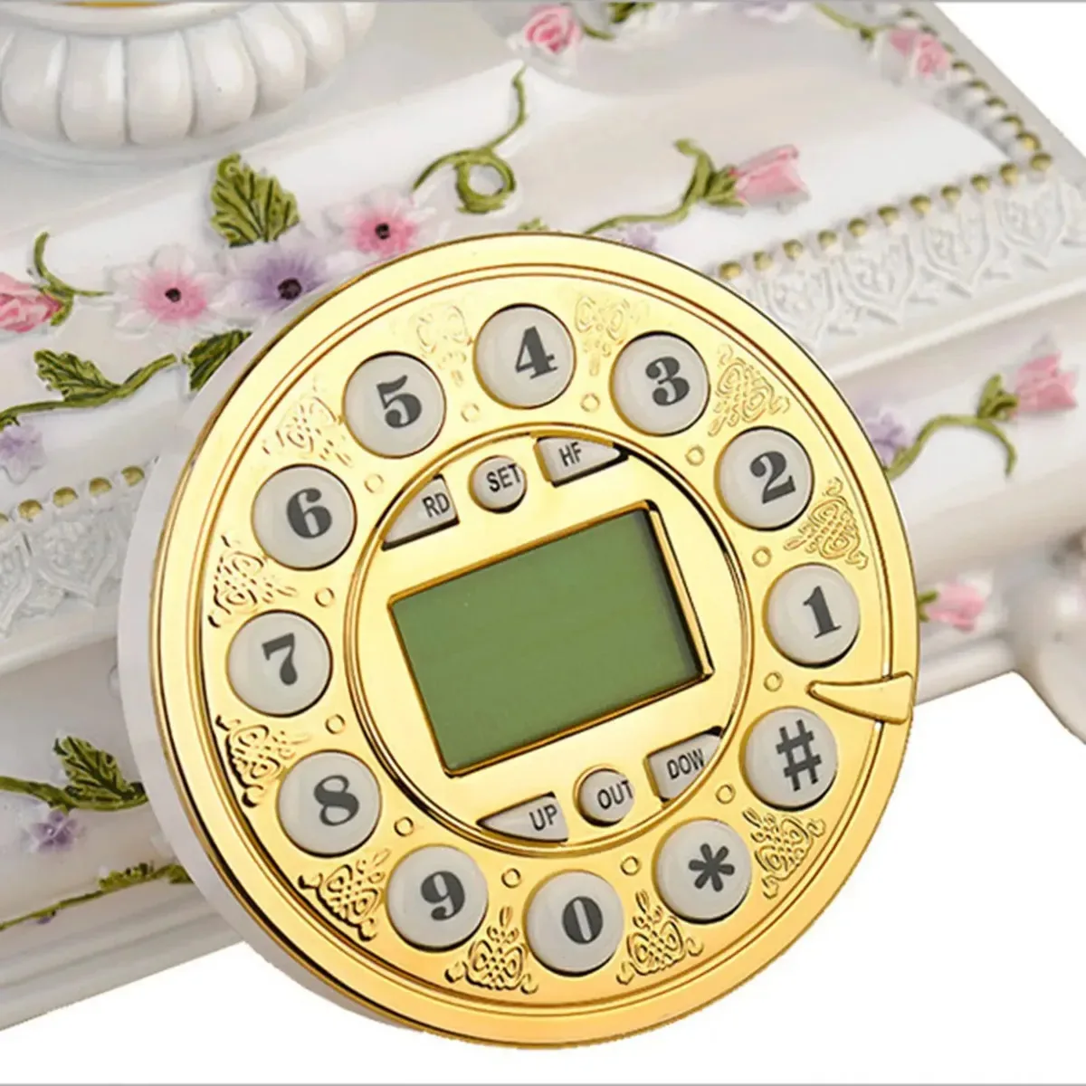 Telefone fixo retrô estilo europeu Uwerebfm, telefone com fio vintage, telefone com discagem rotativa para uso doméstico antigo com toques retrô.
