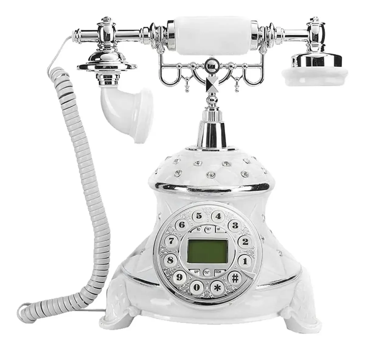 Telefone de mesa retrô Uwerebfm com disco rotativo, telefone com fio decorativo vintage, discagem rotativa, telefone fixo antigo para casa e escritório.