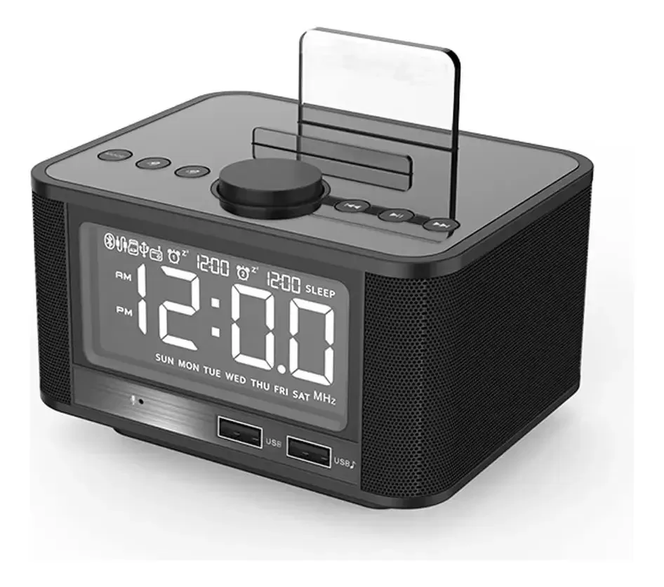 Despertador digital Silted Radio: reprodutor de música com cartão multifuncional, despertador inteligente, rádio, telefone celular, tablet, carregamento USB, tela cheia (cor: B) (b)