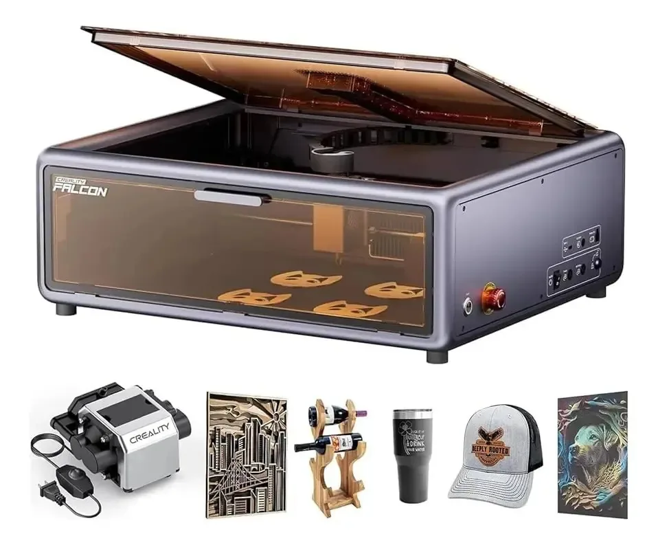 Gravação a laser Creality Falcon A1 10w com assistência aérea, câmera