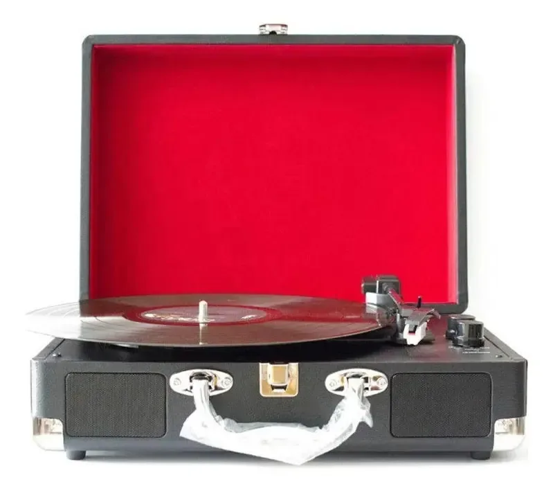 Alto-falante Bluetooth Slggpjbu Mala giratória Bluetooth portátil retrô toca-discos Máquina de gravação de vinil vintage toca-discos fonográficos multifuncional Mala de alto-falantes Bluetooth