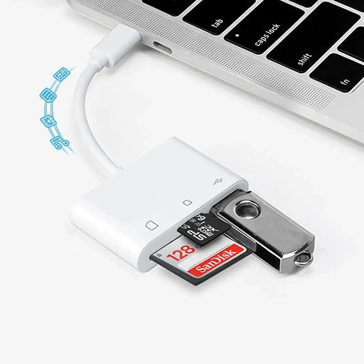 Leitor de cartões Rovtopx 3 em 1 USB-C - Para dispositivos de computador com funções tipo C, USB e hub (como mouse, teclado, controlador de jogos, protetor U e disco U)