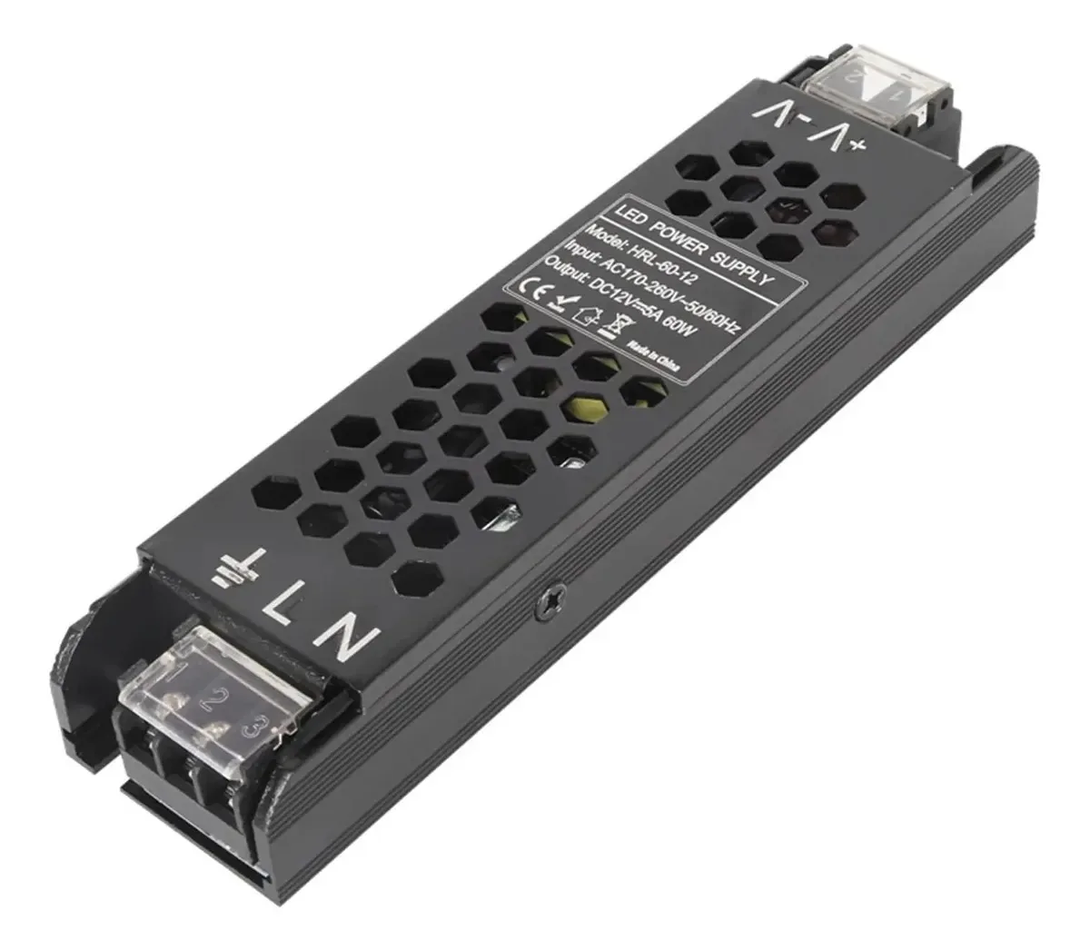 Fonte de alimentação Yiogeqkwg 12v Strip Fonte de alimentação de comutação de tensão constante de 24V 60w100w120w150w200w250w300w400w (cor: Hrl-60-12)