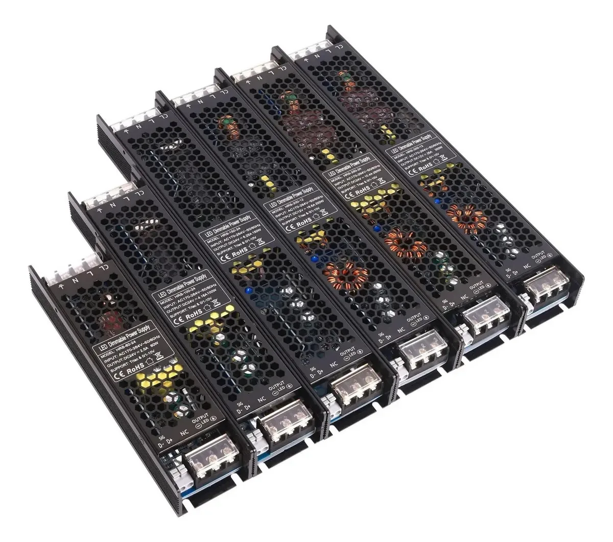 Fonte de alimentação de atenuação de temperatura de duas cores Yiogeqkwg Fonte de alimentação 60w100w150w200w250w300w 12v24v48v (cor: HRS-12v100w Dali Dt8)
