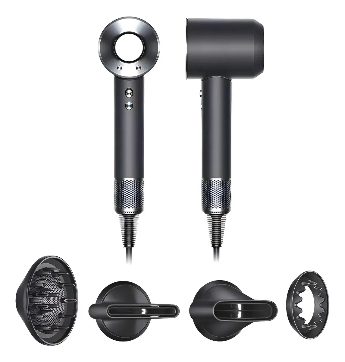 Secador de cabelo inteligente cinza cromado