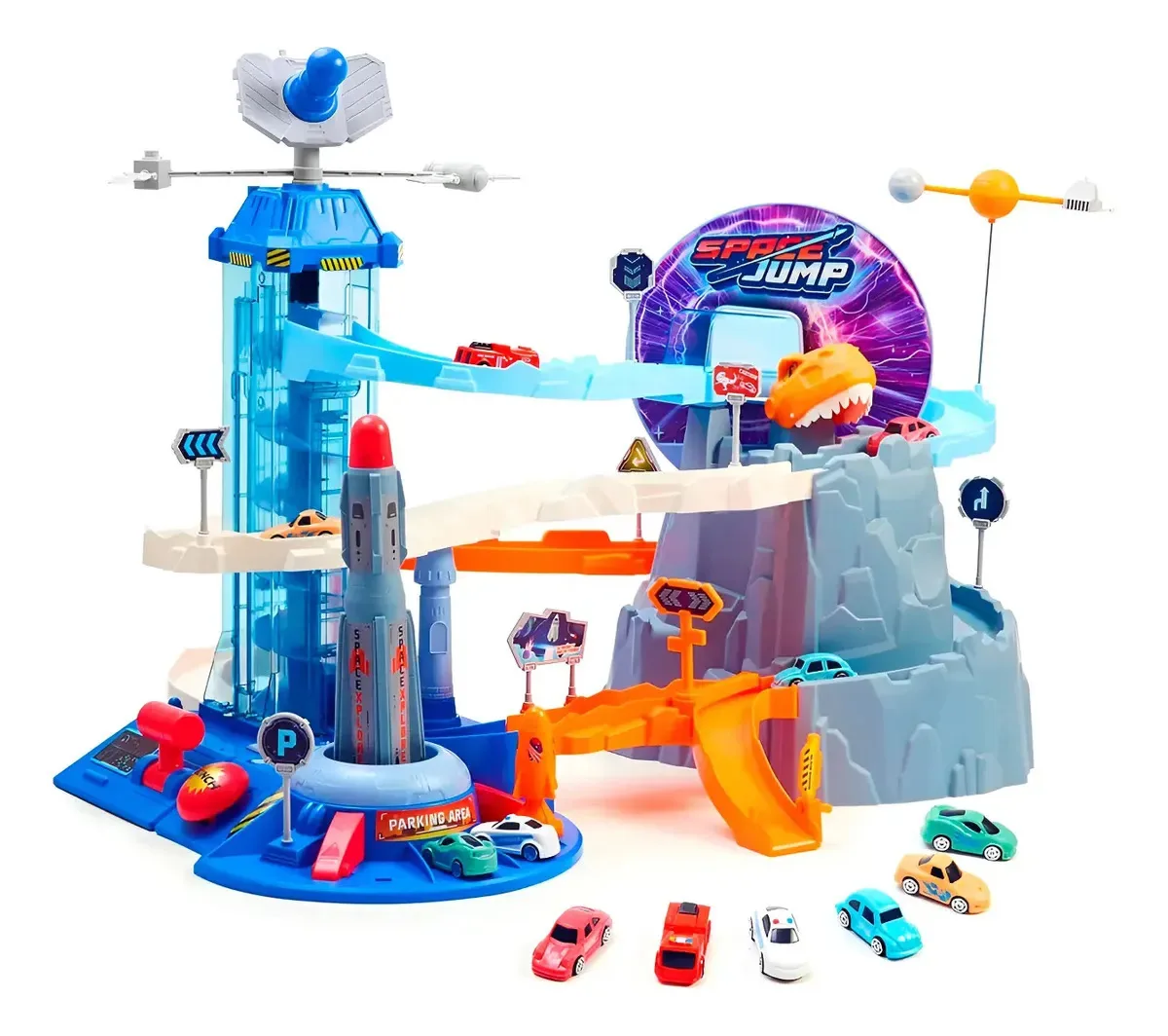 Brinquedo elétrico Space Car Track Toy + Blue Rocket