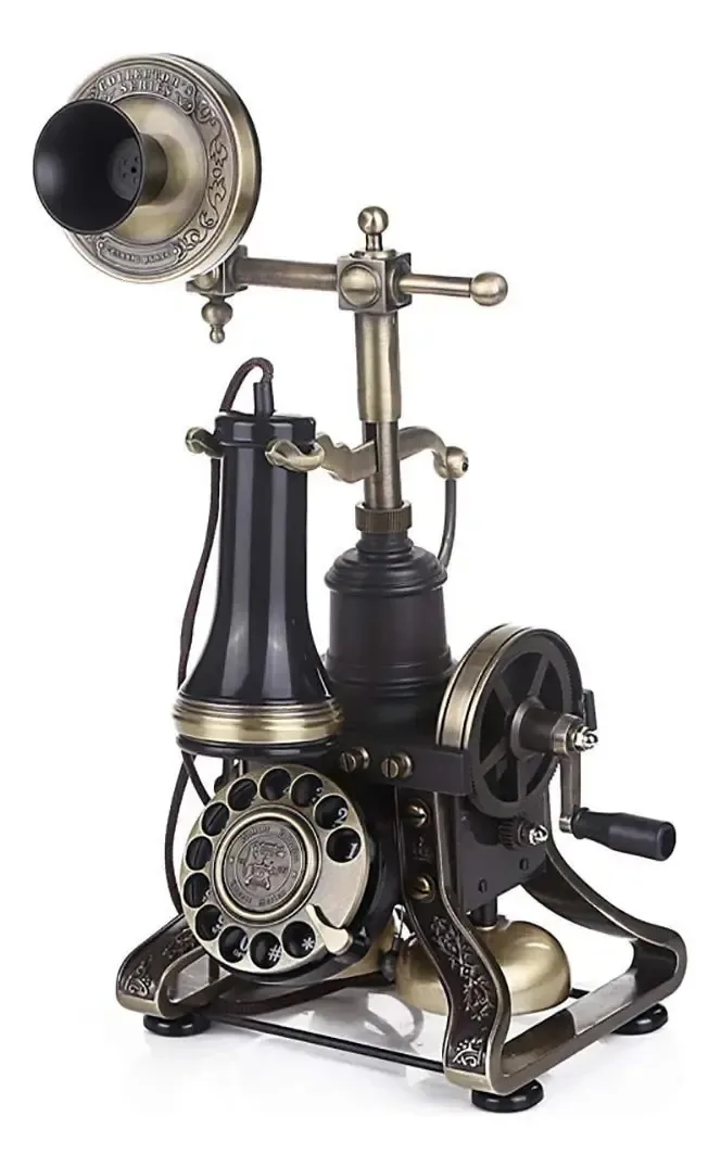 Telefone retrô Fgdiucvn, telefone vintage, telefone com discagem rotativa, telefone clássico europeu retrô, telefone fixo vintage em resina, telefone com fio, viva-voz, decoração.