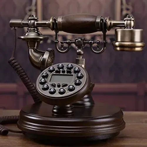 Telefone residencial Fgdiucvn, telefone europeu de madeira maciça, telefone antigo, telefone fixo para sala de estar, telefone para escritório, telefone retrô.