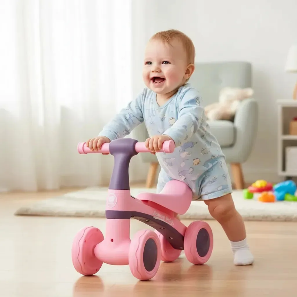 Bicicleta de bebê de 4 rodas Balance Baby Walker Buggy Pink