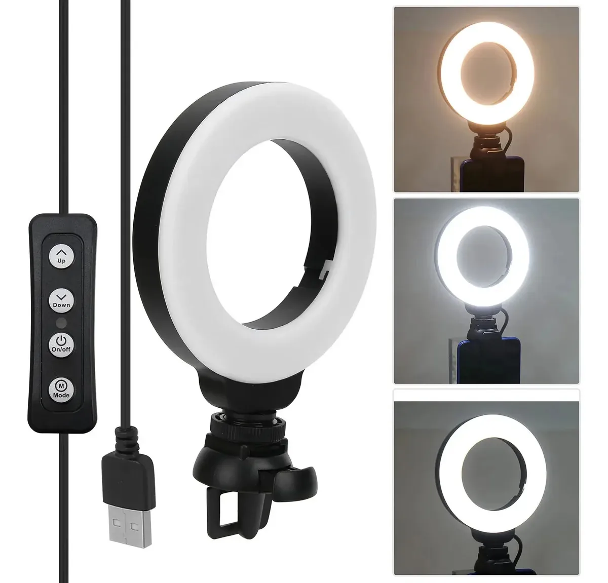 Anel de luz LED ajustável Zwinner, anel de luz preta para transmissão ao vivo para palestras, ensino e educação on-line