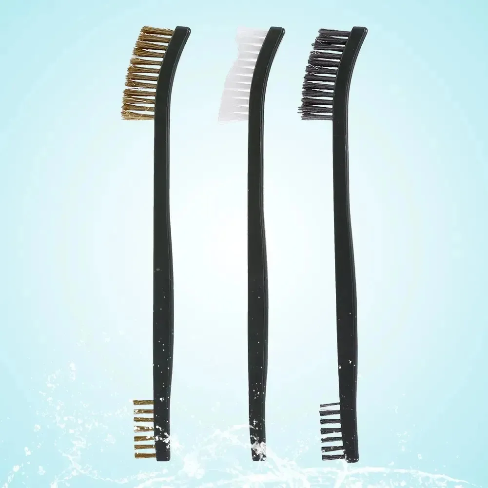 01 ferramenta de limpeza, escova de ponta dupla, ferramenta de escova, acessório de limpeza de pistola de nylon macio e durável para o instalador moer