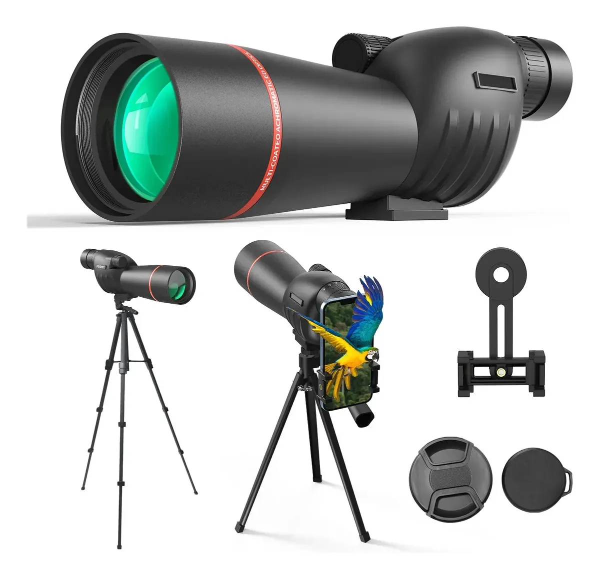 Monóculo Qfun 15x de Alta Potência para Observação de Aves e Caça com Tripé