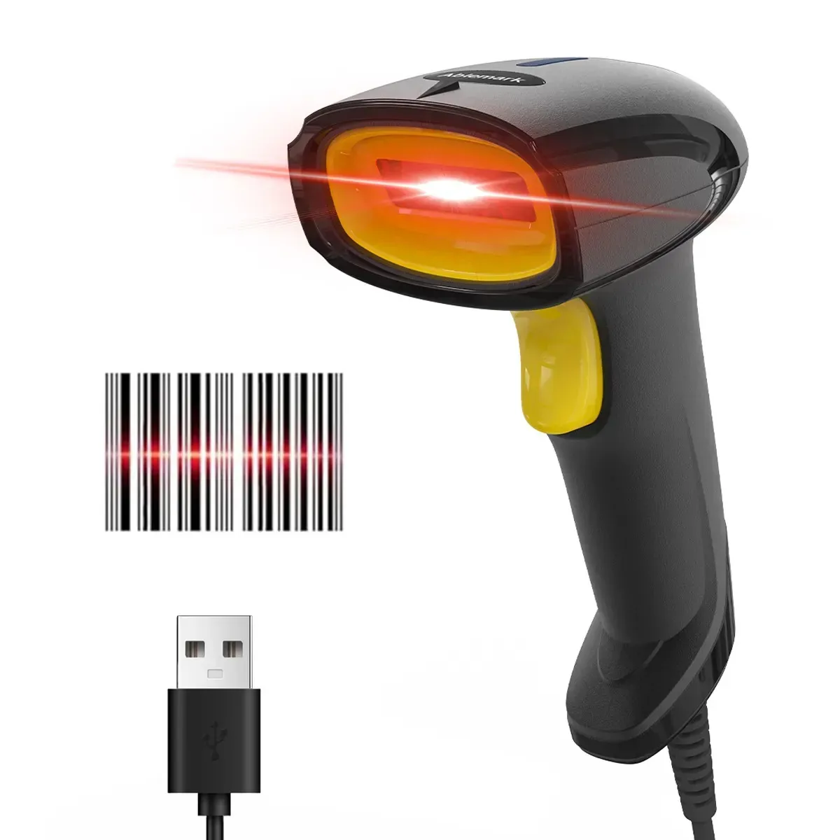 Leitor De Código De Barras 1d Com Fio Receptor Usb,rápido, Preciso E Plug,leitor De Código De Barras Portátil Para Livros De Biblioteca, Inventário De Depósito, Loja
