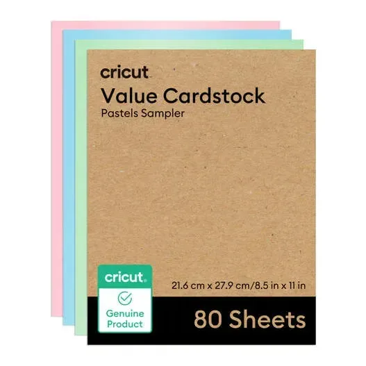 Cricut Value Papel Cardstock 80 folhas 22 x 28cm, Pastéis