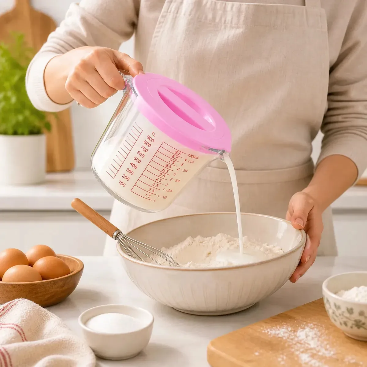 Frasco de medição de vidro Copo de medição de cozinha de vidro transparente de 1000 ml
