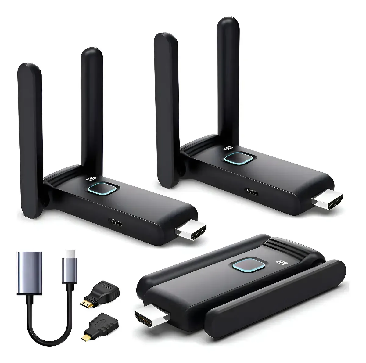 Transmissor HDMI sem fio e 2 receptores: 1080p, 50m, latência zero, adequado para televisores e projetores. techbealr