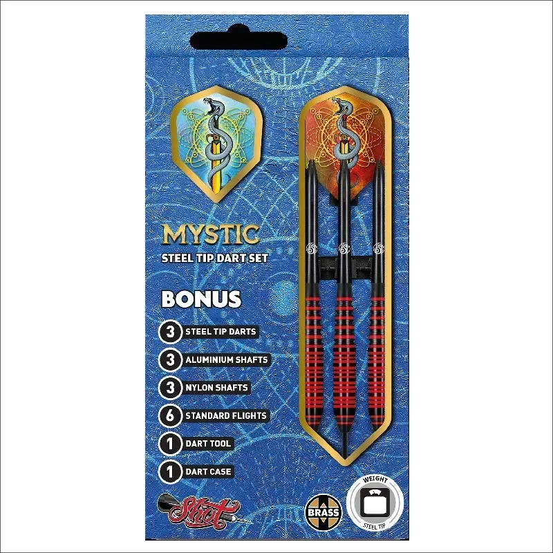 Conjunto de 3 dardos Mystic Shot 23/25gr em latão vermelho 25gr